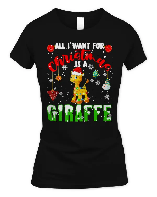 Giraffe All I Want For Christmas Is A Giraffe Santa Giraffe Animal 234
