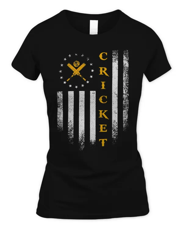 Vintage USA American Flag Cricket Player Team Silhouette