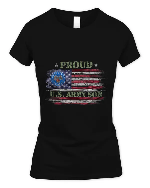 Vintage USA American Flag Proud US Army Veteran Son Funny