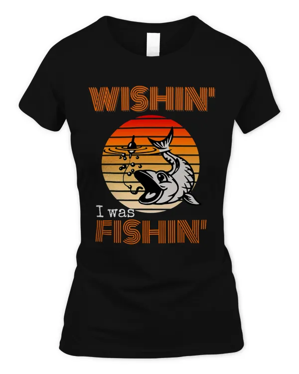 Wishing I Was Fishing Vintage Retro Sunset Angling
