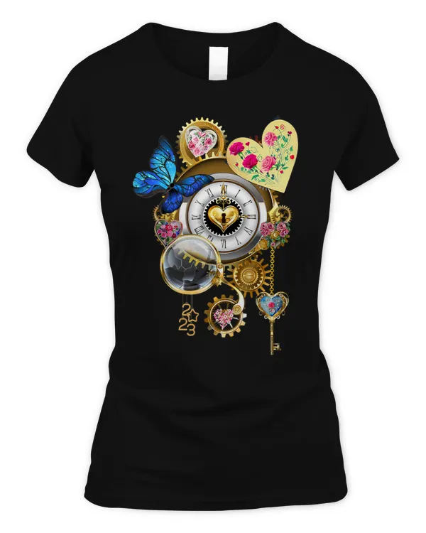 Women Steam Punk Valentine New Year Hearts Flowers Love