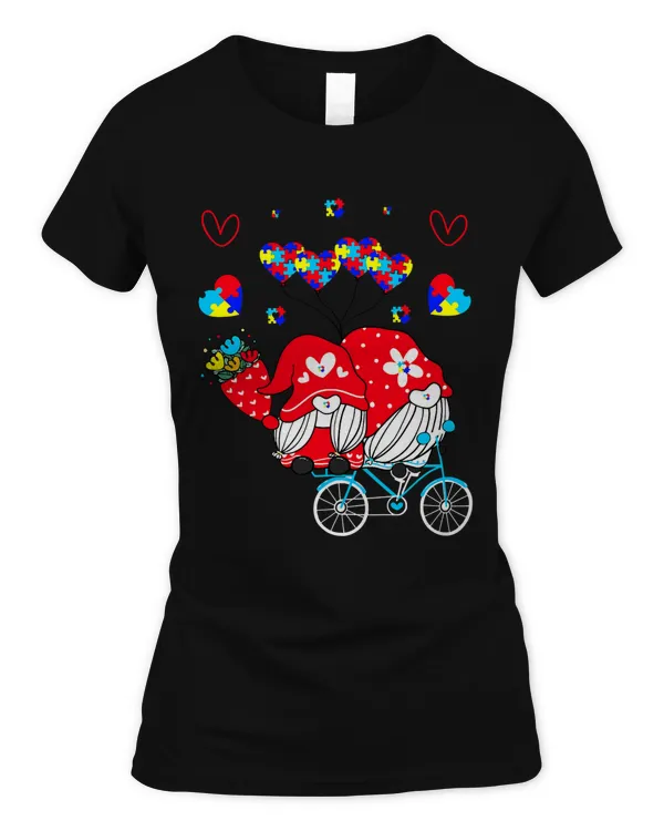 Accept Understand Love Autism Awareness Gnome Valentine Day T-Shirt