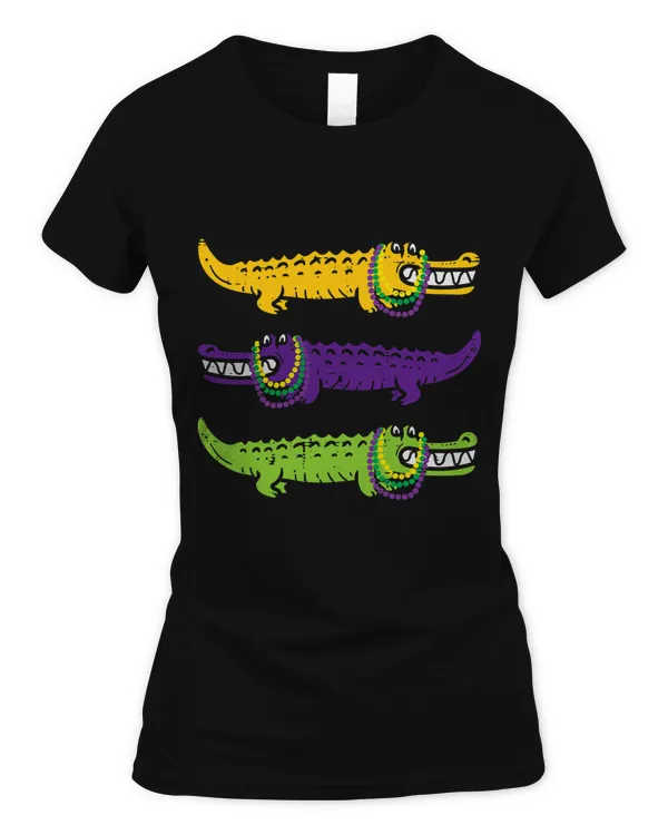 Aligator Crocodiles Louisiana Mardi Gras Women Men Kids T-Shirt
