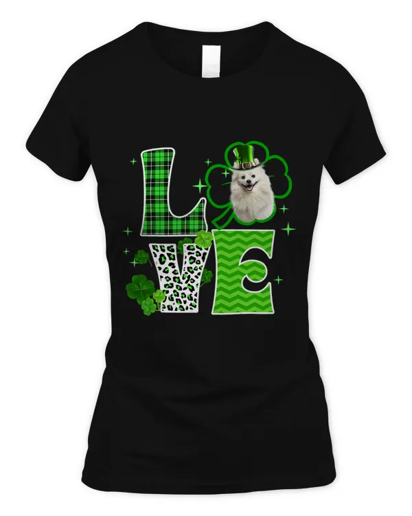 American Eskimo Shamrock Lucky Clover Irish St Patricks Day T-Shirt