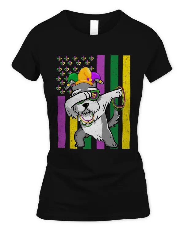 American Flag Mardi Gras Schnauzer Dog Festival Puppy Lover T-Shirt