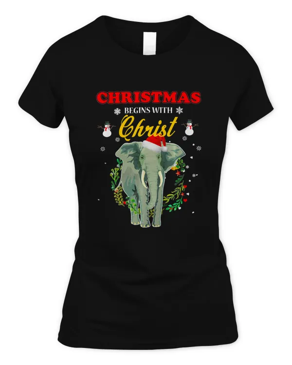 Christmas Begins With Christ Elephant T-Shirt