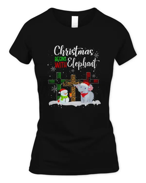 Christmas Begins With Elephant Costume Xmas Gifts T-Shirt