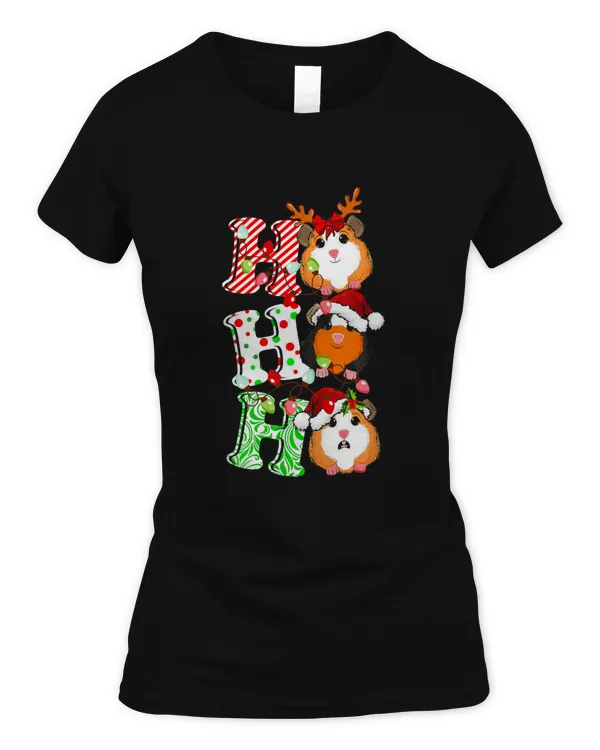 Christmas Cute Santa Guinea Pig Ho Ho Ho Funny Xmas Gift T-Shirt