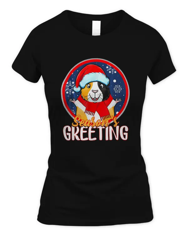 Christmas Cute Santa Guinea Pig Seasons Greeting Gift T-Shirt