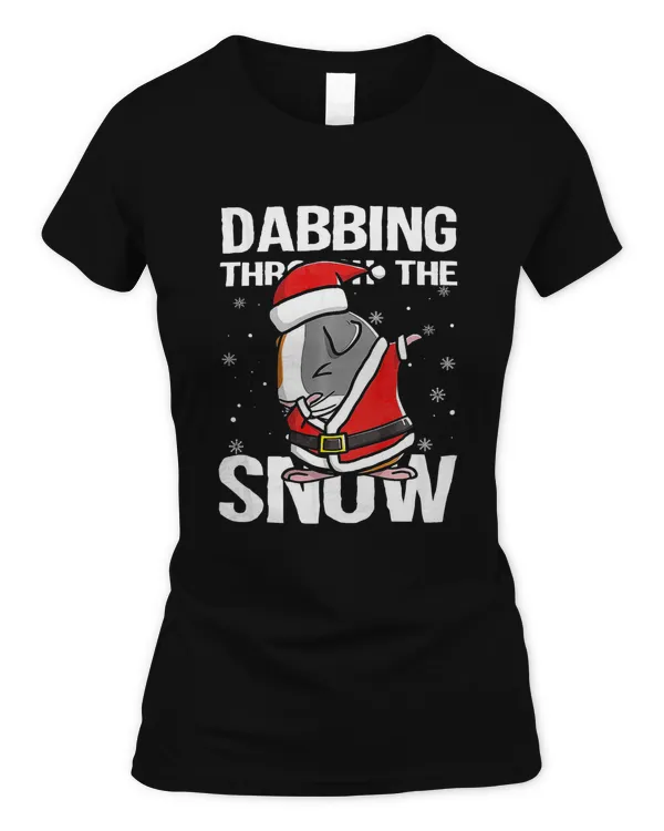 Christmas Dabbing Guinea Pig Santa Claus Snow Funny T-Shirt