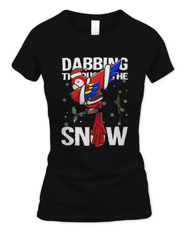 Christmas Dabbing Parrot Santa Claus Snow Funny T-Shirt