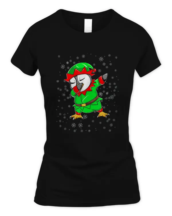 Christmas Dabbing Penguin In Elf Holiday Costume Fun T-Shirt