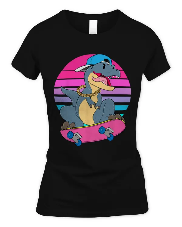 Animal Dinosaur Skateboarding T Rex Dino RAD Skateboard 80s Skater