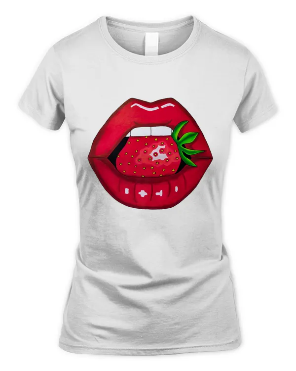 Sexy Strawberry Lips Red Lipstick Woman Strawberries Mouth