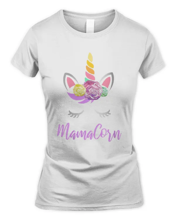 Womens Mamacorn Floral Unicorn Gift Cute Shirt for Mothers Day Mom V-Neck T-Shirt