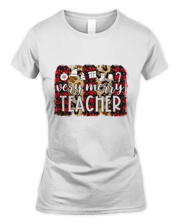 Red Plaid Very Merry Teacher Squad Matching Christmas Xmas T-Shirt