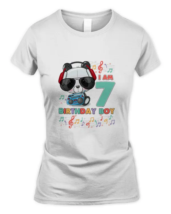 7 Years Old 7th Birthday Cool Panda Since 2015 Boys Kids T-Shirt