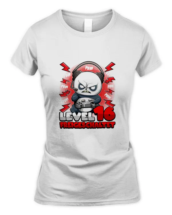 16th Birthday Boy Gamer Panda Level 16 Unlocked Pew T-Shirt