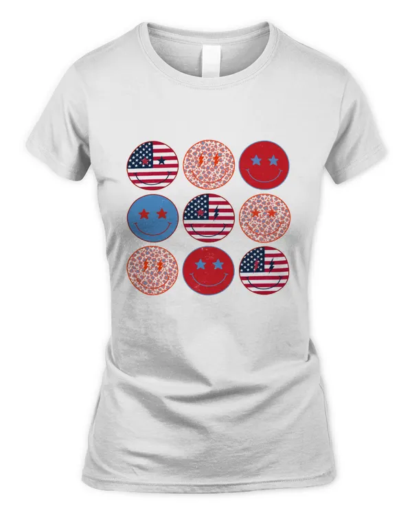 American Smiley Face Shirt, Independence Day Shirt, Patriotic Gift, 4th Of July, Retro USA Flag Shirt