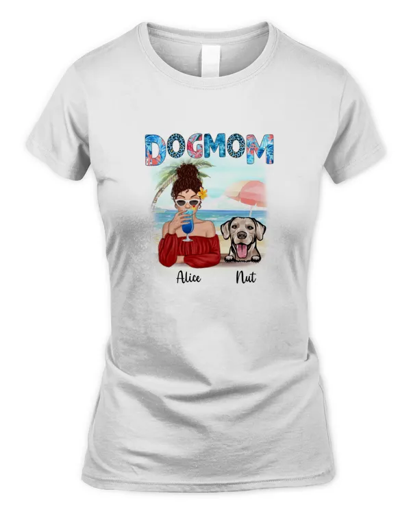 Dog Mom Pretty Woman Summer Pattern Personalized Shirt, Dog Mom Shirt, Summer Shirt For Dog Mom, Gift For Dog Mom