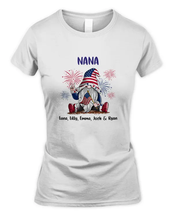 4th Of July Independence Day Gnome Grandma Personalized Shirt, Gift For Grandma, 4th Of July Grandma Shirt