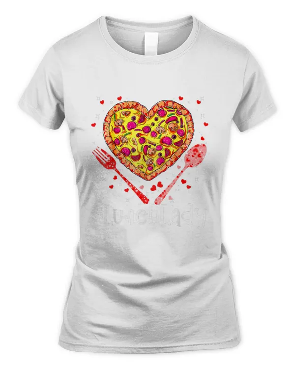 Pizza Lunch Lady Pink Heart Happy Valentine'S Day 2023 For Couples, Valentine'S Day Celebrators, Unisex-Adults, Short Sleeve, Black, Small - Women's Standard T-Shirt Women's Standard T-Shirt