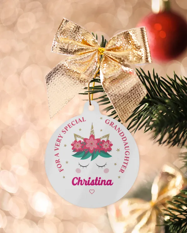 Granddaughter Christmas Unicorn Personalized Ornament Gifts for Granddaughter