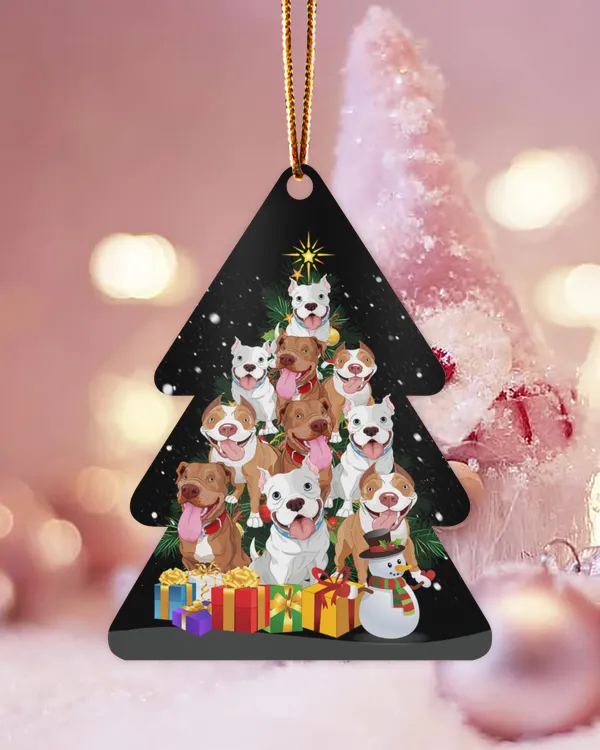Funny Dog Pitbull Christmas Tree Ornament Decor