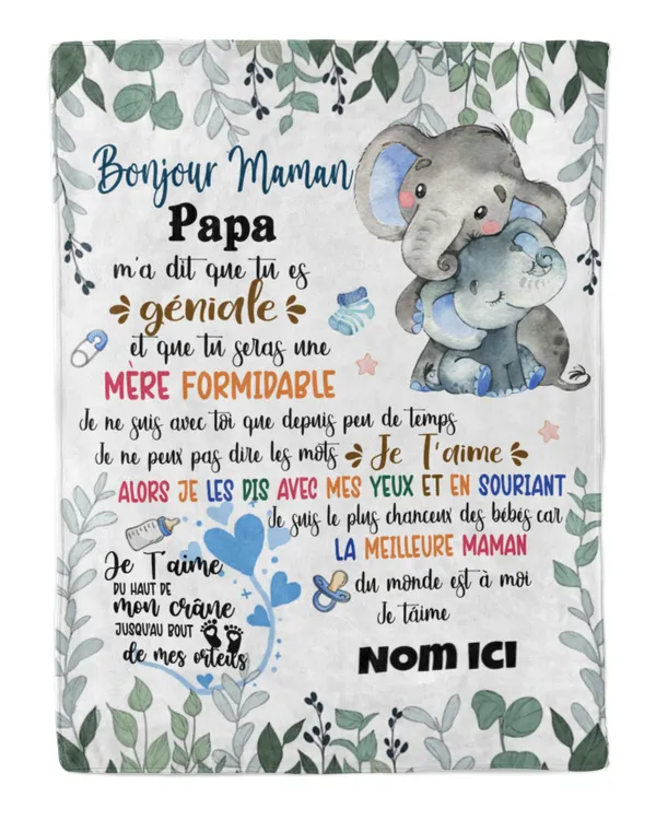 Bonjour maman Papa m'a dit que tu es géniale et que tu seras une mère formidable