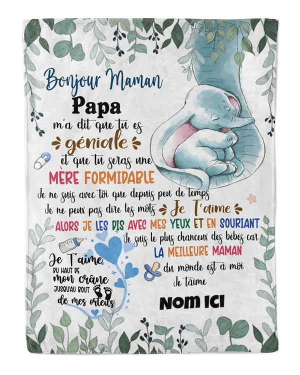Bonjour maman PAPA m'a dit que tu es géniale et que tu seras une mère formidable