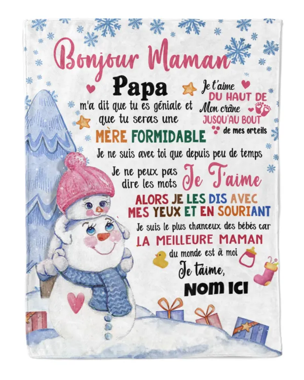 Bonjour maman PAPA m'a dit que tu es géniale et que tu seras une mère formidable