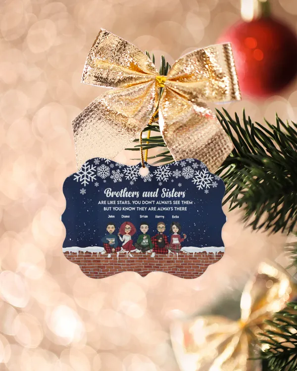 Siblings, Good Friends Are Like Stars - Personalized Aluminum-Wooden Ornament, Gifts For Brother, Gifts Idea For Brother