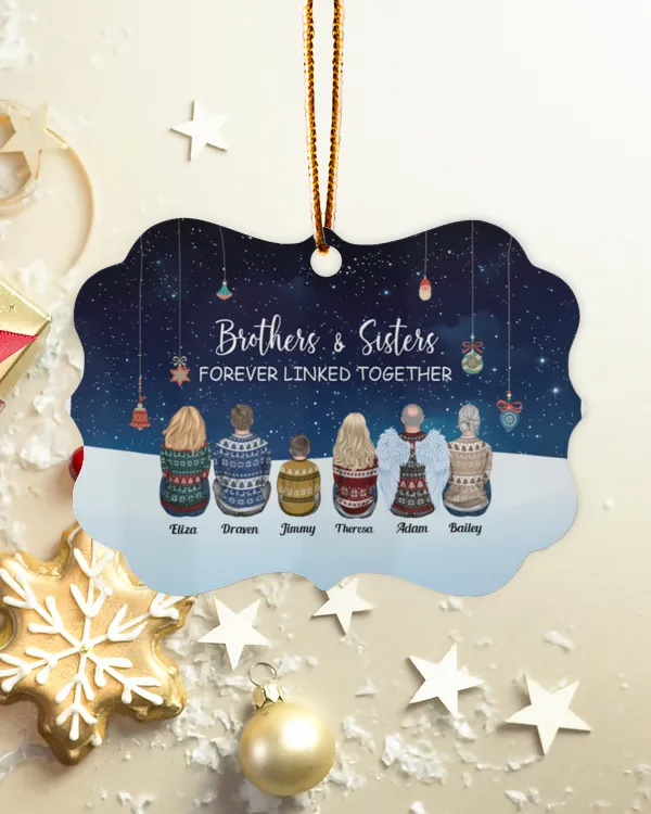 Brothers And Sisters Forever Linked Together - Personalized Wooden Ornament, Gifts For Brother, Gifts Idea For Brother