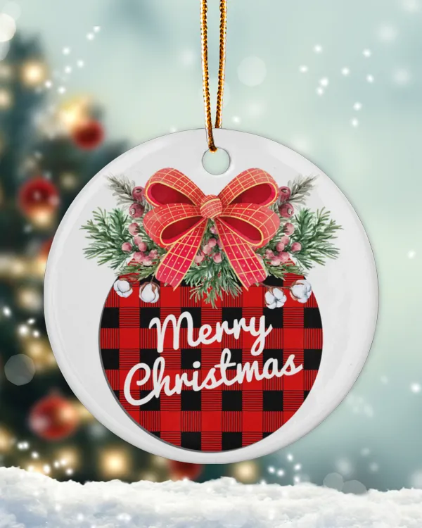 Merry Christmas Watercolor Ornament