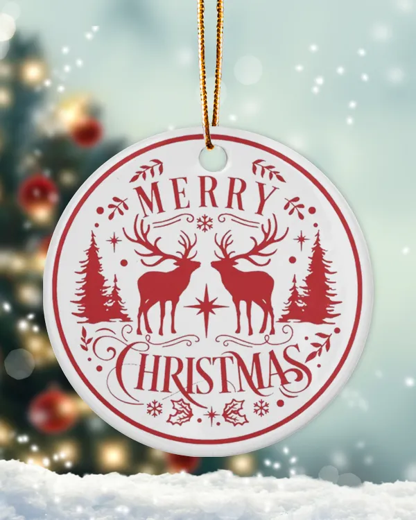 Round Christmas Ornaments, Merry Christmas Quote