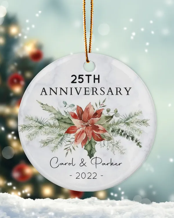Personalized Custom 1st 1 Year Anniversary Christmas 50th 25th 40th 30th Ceramic Ornament