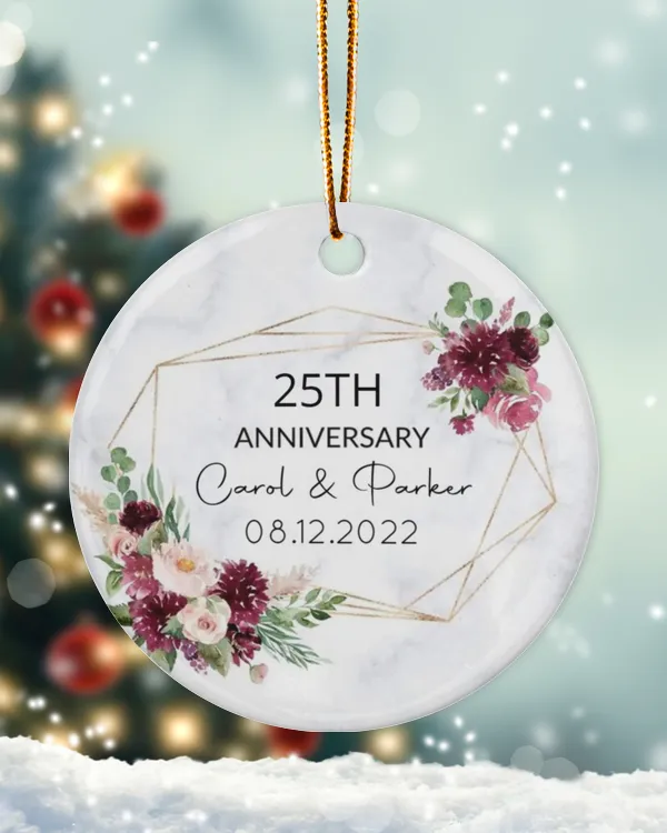 Personalized Custom 25th Anniversary 25 Years of Marriage Christmas 50th 40th 30th Ceramic Ornament