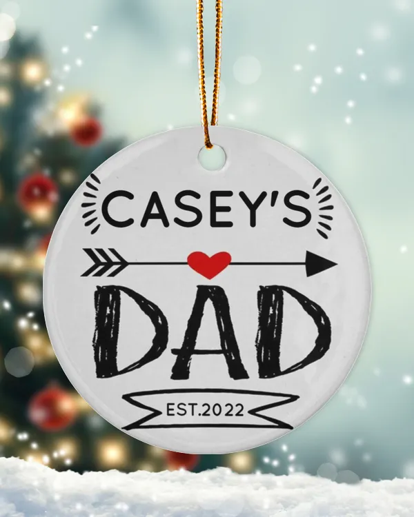 Personalized Custom New Dad Child Name Christmas Ceramic Ornament