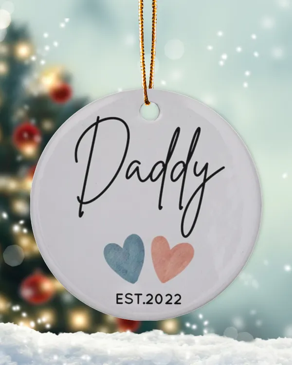 Personalized Custom New Dad First Time Daddy Christmas Ceramic Ornament