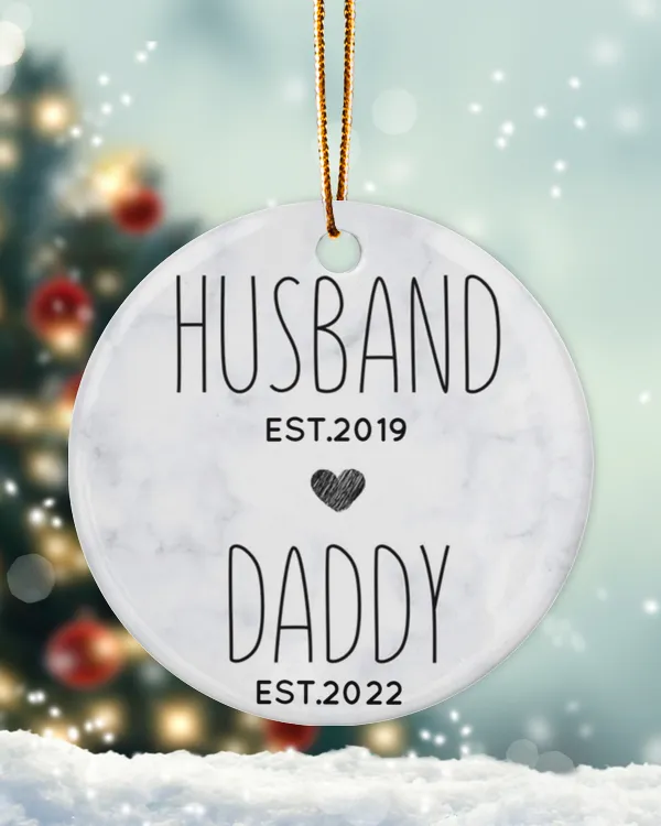 Personalized Custom New Dad Husband Daddy Est Christmas Ceramic Ornament