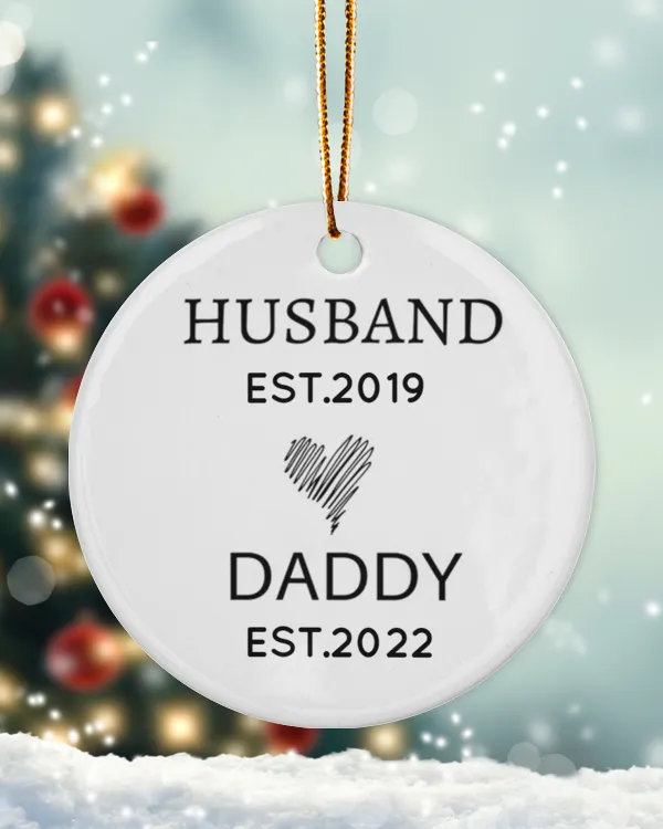 Personalized Custom New Dad Husband Daddy Est First Time Christmas Ceramic Ornament
