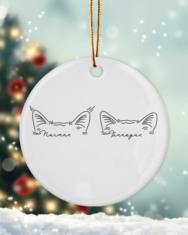 Custom Pet Ears Outline Ornament Using Pet Photo