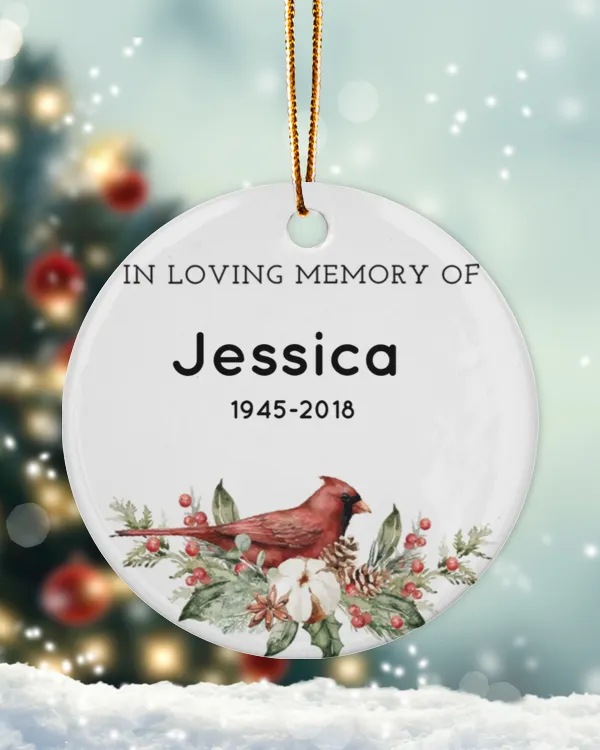 Personalized Custom Memorial In Loving Memory Cardinal Ceramic Ornament