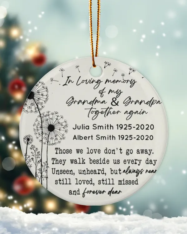 Personalized Custom Memorial In Loving Memory Grandma Grandpa Remembrance Ceramic Ornament