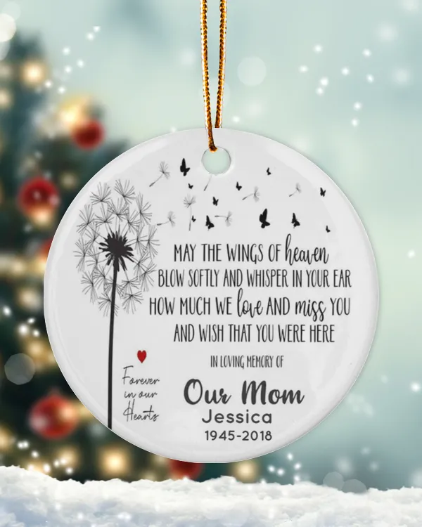 Personalized Custom Mom Mother Memorial In Loving Memory Ceramic Ornament