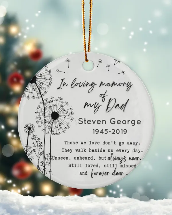 Personalized Custom Dad Memorial In Loving Memory Remembrance Ceramic Ornament
