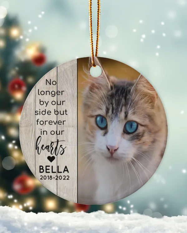 Personalized Custom Cat Pet Memorial Christmas Photo Ceramic Ornament