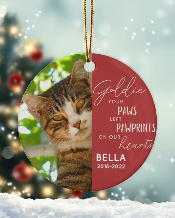 Personalized Custom Cat Pet Memorial Photo Christmas Ceramic Ornament
