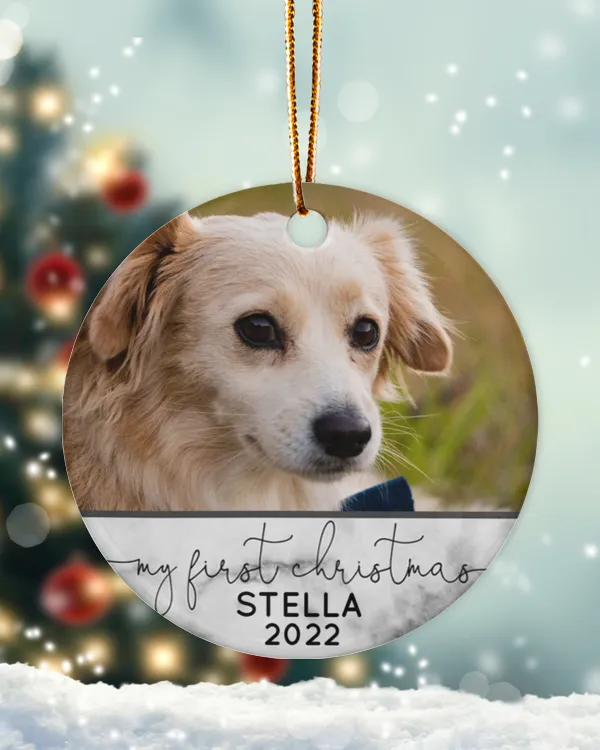 Personalized Custom Dog Puppy First Christmas Ceramic Ornament