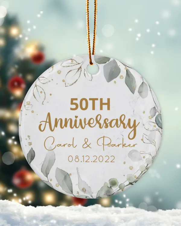 Personalized Custom 50th 50 Years Anniversary Christmas 40th 25th 30th Ceramic Ornament
